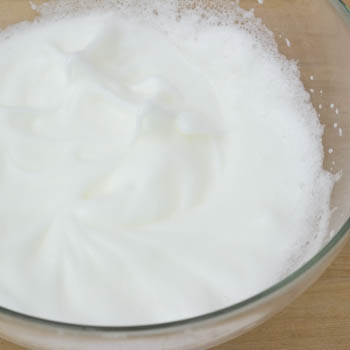 beaten egg whites - stiff but not dry