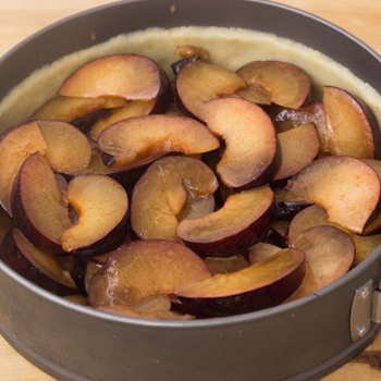 plums on pastry