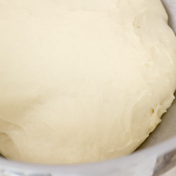 Risen dough in a bowl