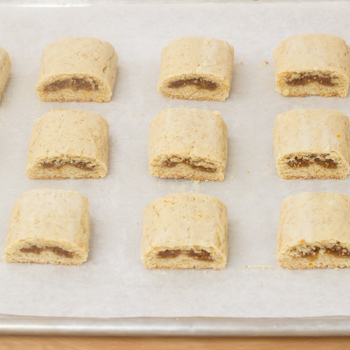 Fig bars cut into squares.