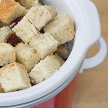 cubed day old bread