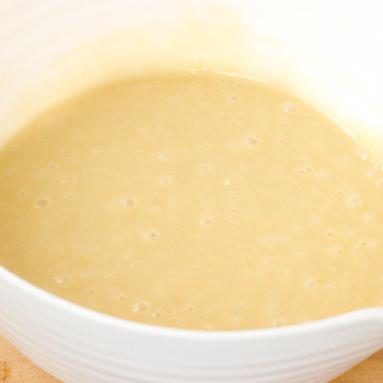 flour mixed with eggs.