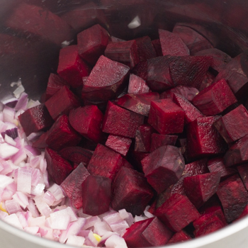 beets and onions chopped up