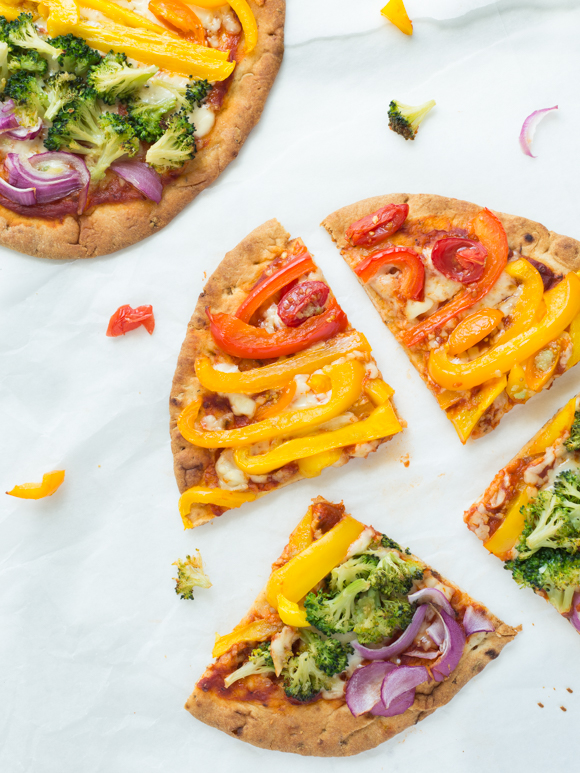 naan bread pizzas after they are cooked