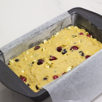 uncooked batter in the loaf pan