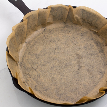 lining the cast iron pan